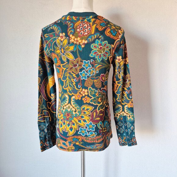 NWoT Sundance Roseanne Floral Thermal Waffle Knit Top Crewneck Long Sleeve - Picture 6 of 11